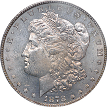 1878 '7TF, reverse of 1878' and 1878 '8TF' PCGS MS-63 Morgan dollars