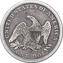 1859-O Seated Liberty dollar F-12