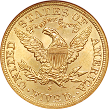 1903-S Coronet half-eagle, NGC MS-64.