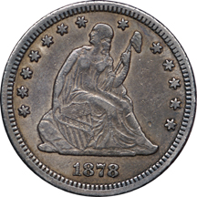 1878-CC (Pair) Seated Liberty quarters