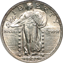 1923 Standing Liberty quarter, NGC MS-66