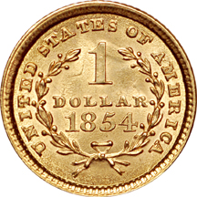 1854 gold dollar Type 1. MS-63