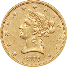 1877-S Coronet eagle, ANACS AU-50