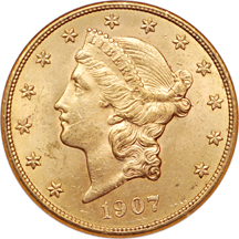 1907 Coronet double-eagle, NGC MS-62