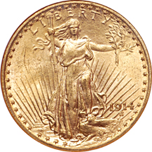 1914-S Saint-Gaudens double-eagle, NGC MS-65