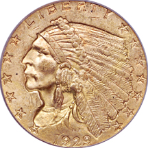 1929 Indian quarter-eagle, PCGS MS-63