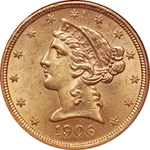 1901-S and 1906-S Coronet half-eagles, certified by NGC