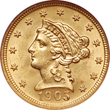 1905 Coronet quarter-eagle, NGC MS-63