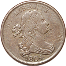 1804, 1805, 1828 and 1857 half-cents (attributed)