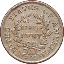 1804, 1805, 1828 and 1857 half-cents (attributed)