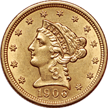 1906 Coronet quarter-eagle, MS-62