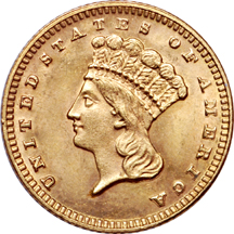 1889 gold dollar, MS-62