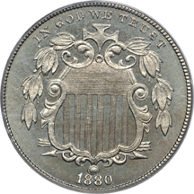 1880 Shield nickel, PCGS PR-64 CAM