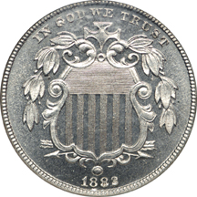 1882 Shield nickel, NGC PR-67 CAM