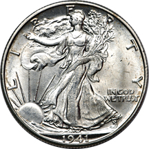 Seventeen "choice" or better BU Walking Liberty halves