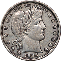 1892 and 1894 Barber half-dollars