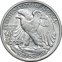 1916 Walking Liberty half-dollar with PVC