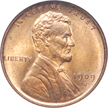 1909-S VDB Lincoln cent, ANACS MS-65 RD