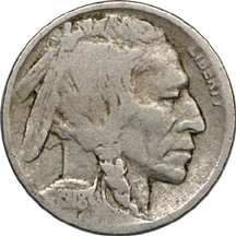 1918/7-D Buffalo nickel, VG-8 details, scratched