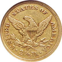 1844-C Coronet quarter-eagle, NGC XF-45