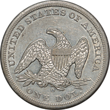 1859-O Seated Liberty dollar, XF-45