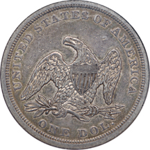 1843 Seated Liberty dollar, NGC AU-55