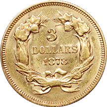 1878 Three dollar, MS-60