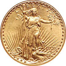 1925-S Saint-Gaudens double eagle, NGC MS-62