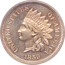 1859 Indian Head cent, NGC PF-66