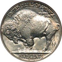 1913-D "type two" Buffalo nickel, NGC MS-65