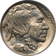 1913 Type 1 Buffalo nickel, NGC MS-66