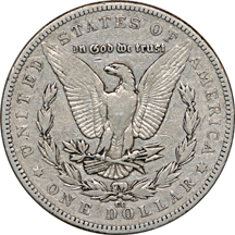 1889-CC Morgan silver dollar, F-15, dipped