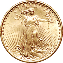 1924 (pair) of Saint-Gaudens double-eagles, MS-62 and MS-63