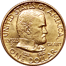 1922 "with star" Grant commemorative gold dollar, MS-64