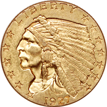 1927 Indian quarter-eagle, MS-62