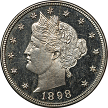 1898 Liberty nickel, PF-64 CAMEO