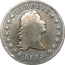 1795 (B-1) Flowing Hair dollar, F-12, plugged