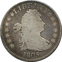 1805 (B-4 R.3) Draped Bust quarter, G-6