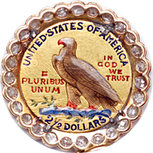 Enameled 1909 Indian quarter-eagle