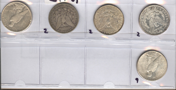 Five silver dollars