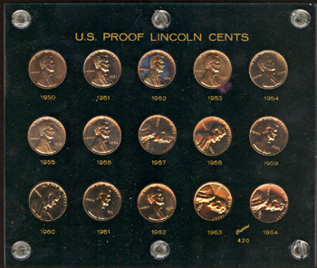 1950 - 1964 proof Lincoln cents