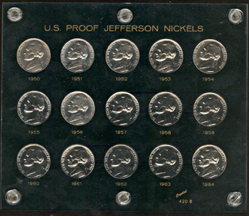 1950 - 1964 proof Jefferson nickels