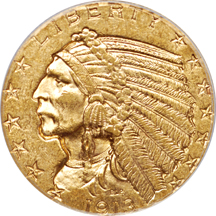 1913 Indian half-eagle, ANACS MS-62