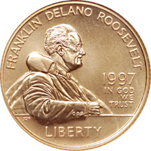 1997 Franklin Delano Roosevelt five-dollar gold coins