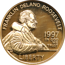 1997 Franklin Delano Roosevelt five-dollar gold coins