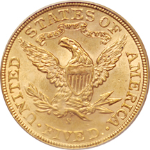 1905-S Coronet half-eagle, PCGS MS-63