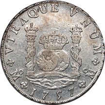 1757-MM and 1760-MM (Mexico) "pillar and globe" 8-reales