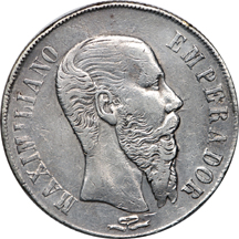 Four (Mexico) coin lot of 1866-7 Emperor Maximilian silver coins