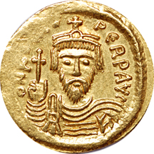 Five Byzantine gold coins