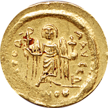 Five Byzantine gold coins